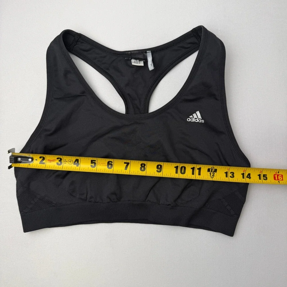 Adidas Sports Bra Womens M Black Good Racerback Seamless Knit Activewear